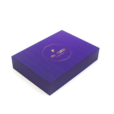 Custom UV Printing Gold Stamping Luxury Purse Paper Purple Lid And Base Gift Box