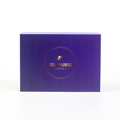 Custom UV Printing Gold Stamping Luxury Purse Paper Purple Lid And Base Gift Box