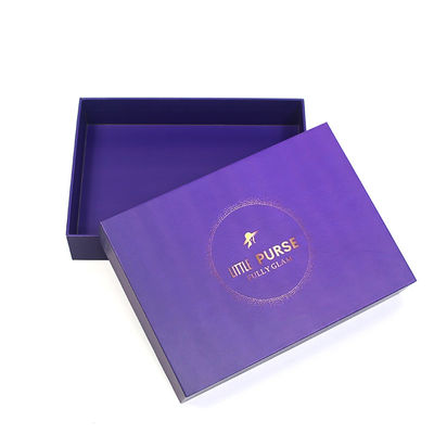 Custom UV Printing Gold Stamping Luxury Purse Paper Purple Lid And Base Gift Box